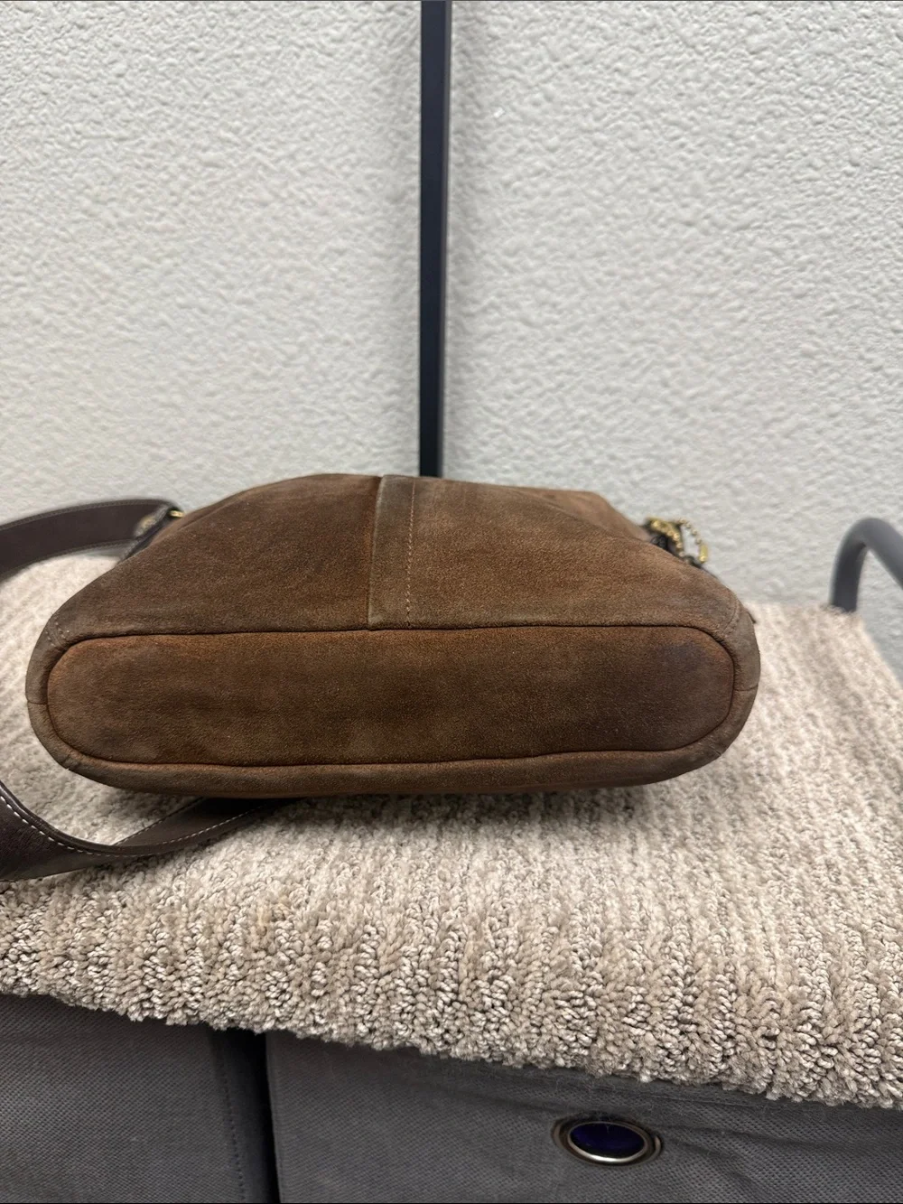 Vintage Coach Legacy Brown Suede Hobo Bag with Dark Brown Leather Strap
